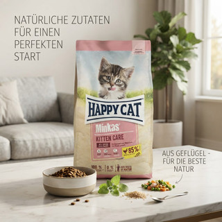غذای خشک بچهگربه هپی کت مدل Minkas Kitten Care طعم مرغ – فله ۱ کیلوگرم